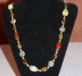 Silver Bali Necklace with polished stones